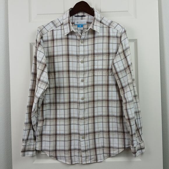 Columbia Men's Vapor Ridge™ III Long Sleeve Shirt Small cream plaid button down - Picture 1 of 10